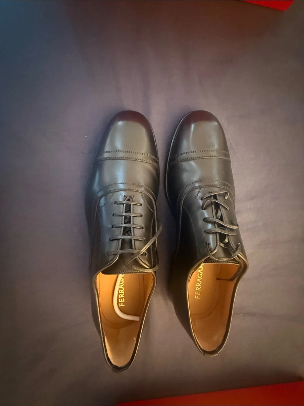 Brand new never worn Salvatore Ferragamo Black Leather Cap-Toe Oxfords